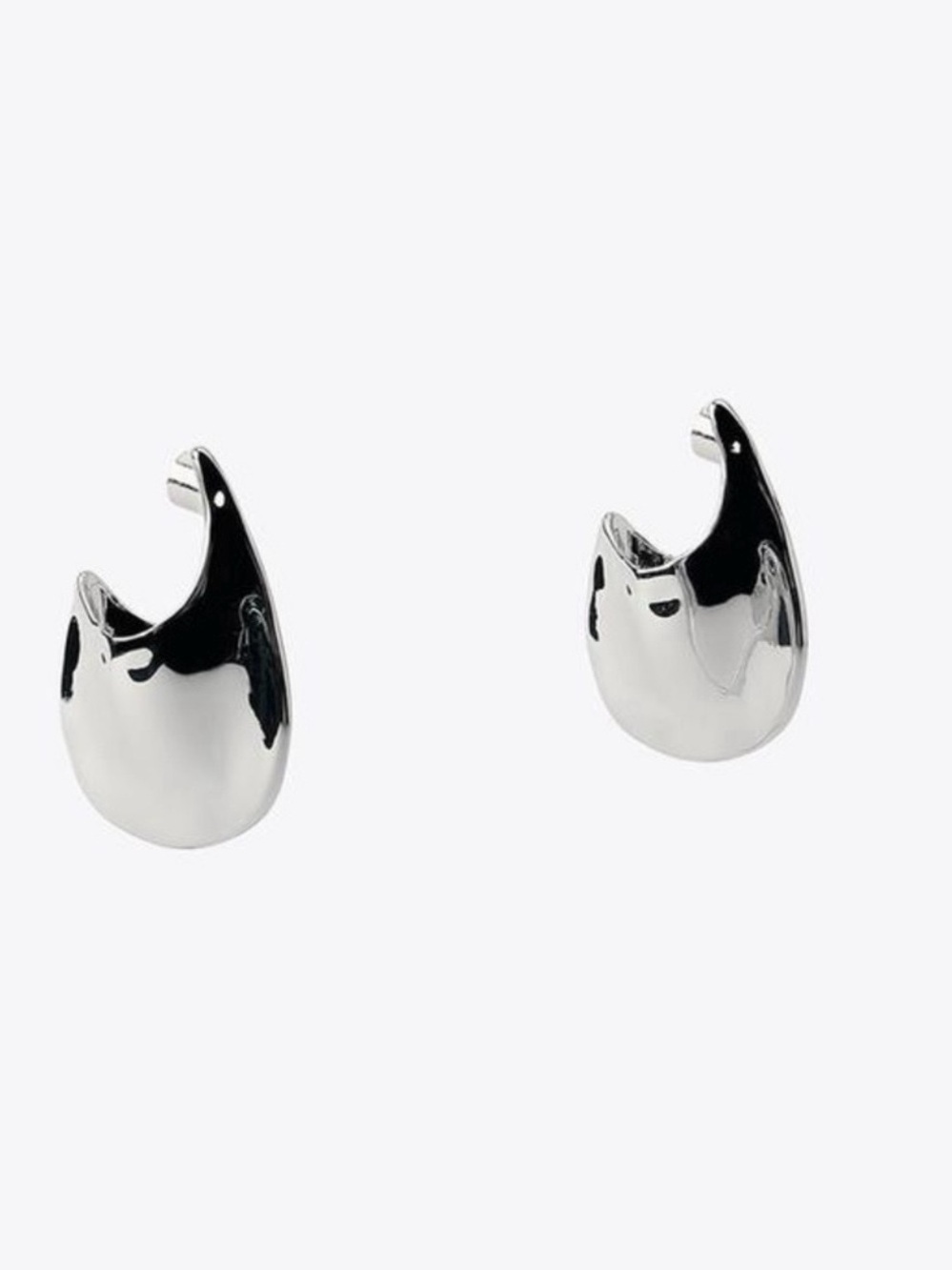 Zara Polished Sculptural Teardrop Stud Earrings in Silver Tone